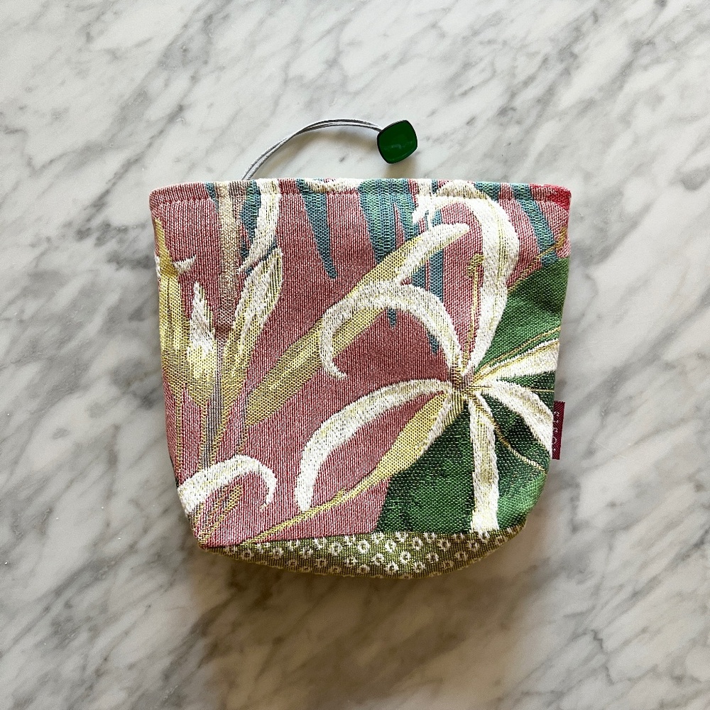 IOSIS Paris Woven Floral Zip Pouch French Tapestry Bag